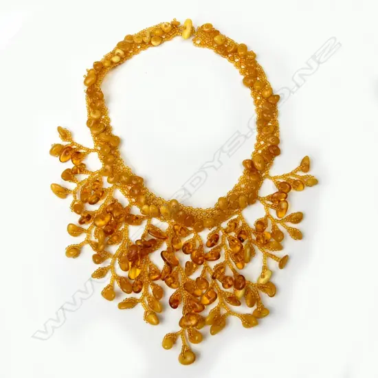 An elaborate amber multi-bead necklace