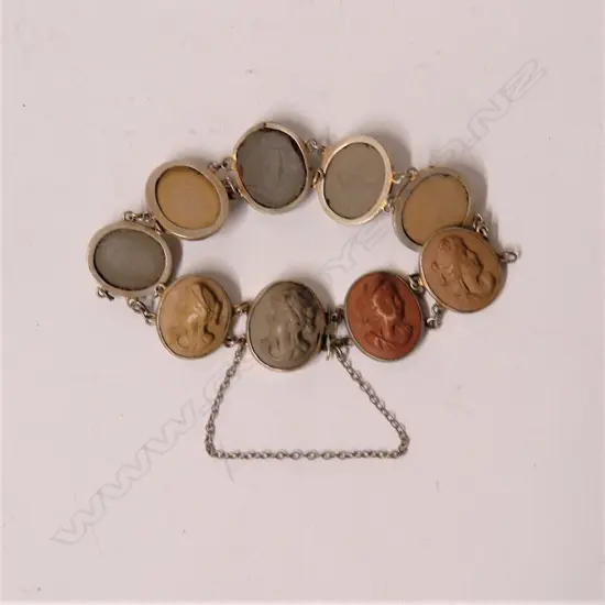 A late 19thC Italian carved lava cameo bracelet