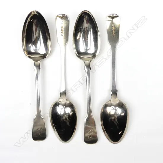 A set of four George IV silver fiddle pattern tablespoons