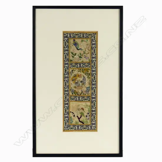 A framed Chinese silk embroidery