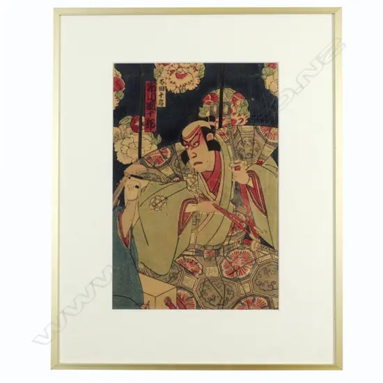 A 19thC ukiyo-e woodblock print by Kunichika