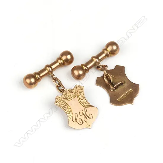 A pair of early 20thC 9ct. rose gold gent's cufflinks