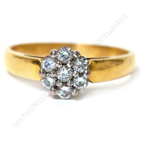 An  estate 18ct. yellow gold and diamond cluster ring