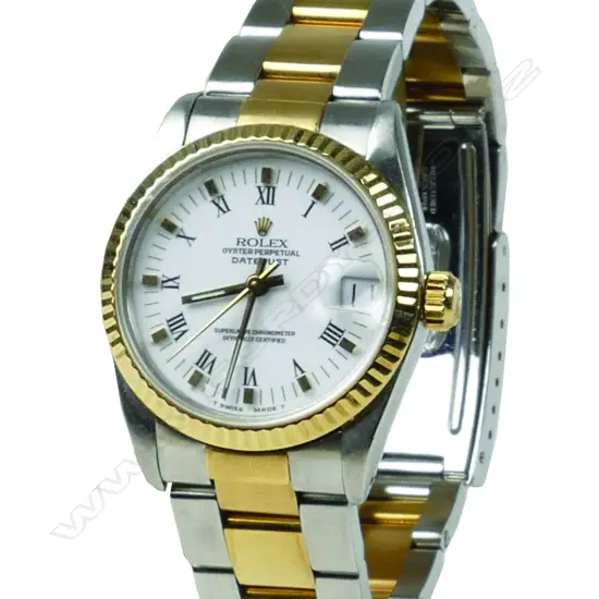 A Rolex Oyster Perpetual mid-size Datejust bi-metal wristwatch