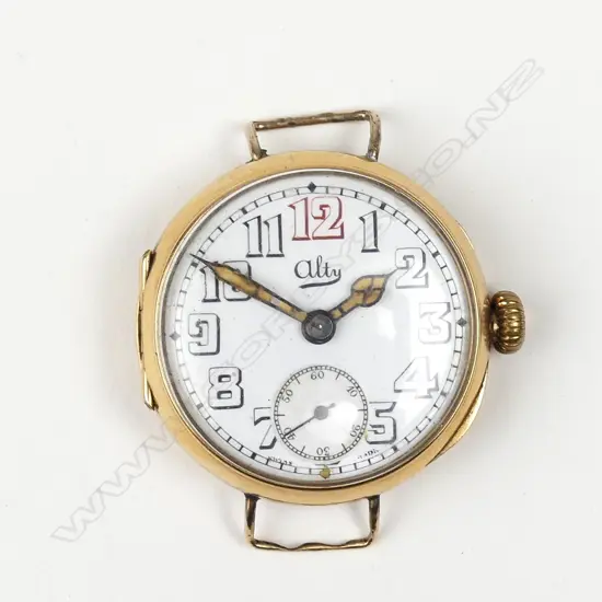 A 14ct. yellow gold WW1 military gent's wristwatch