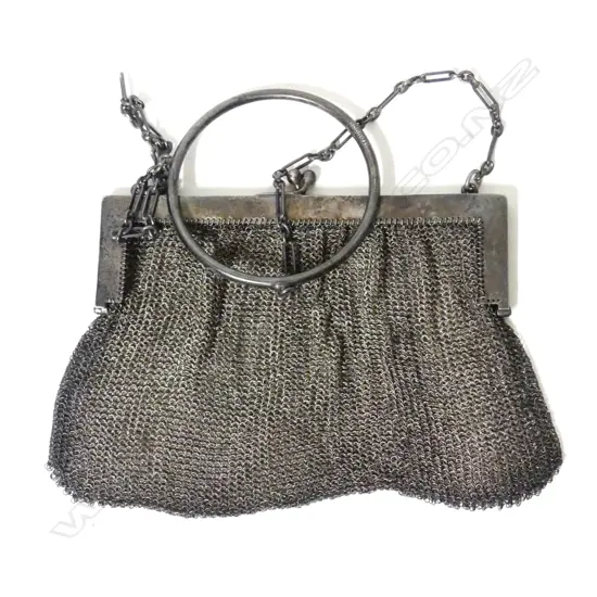 A silver mesh purse