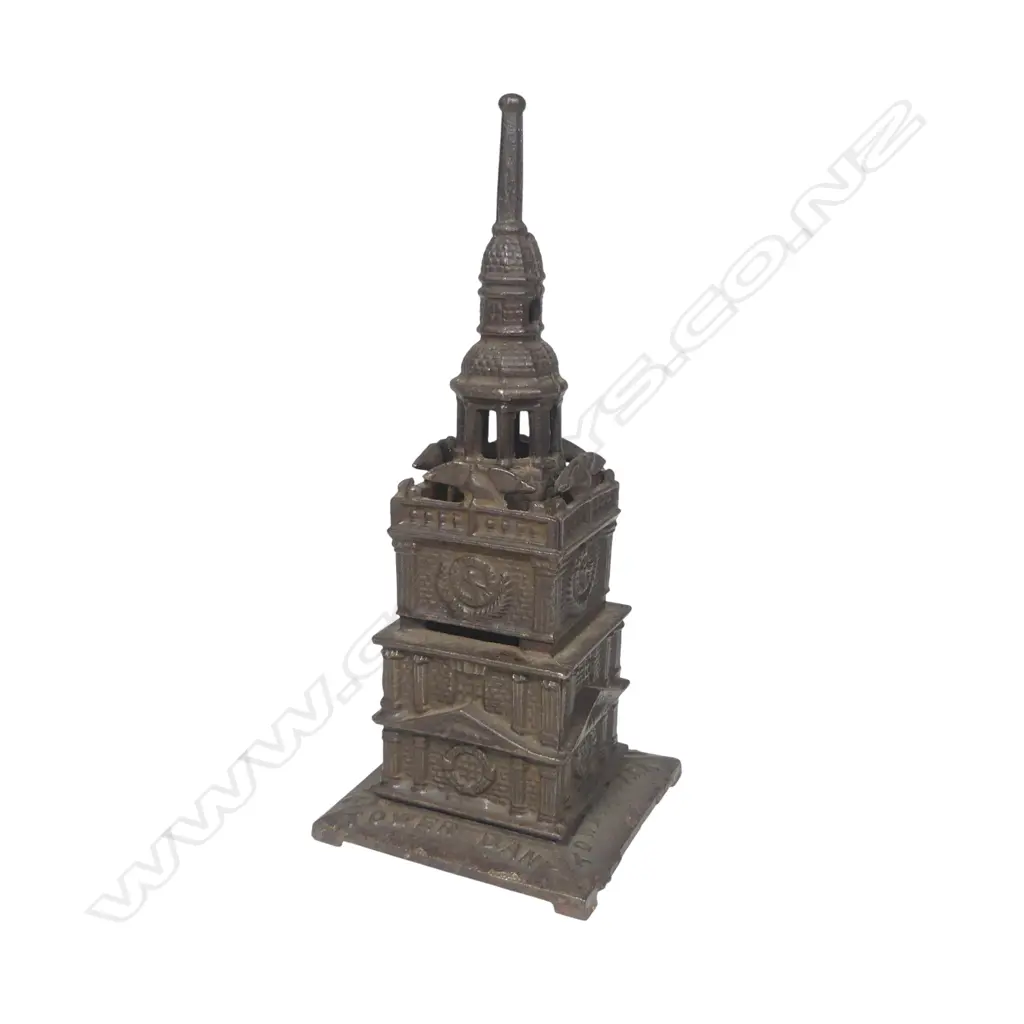A 19thC cast iron Independence Hall Tower Centennial still bank, Image 1++
