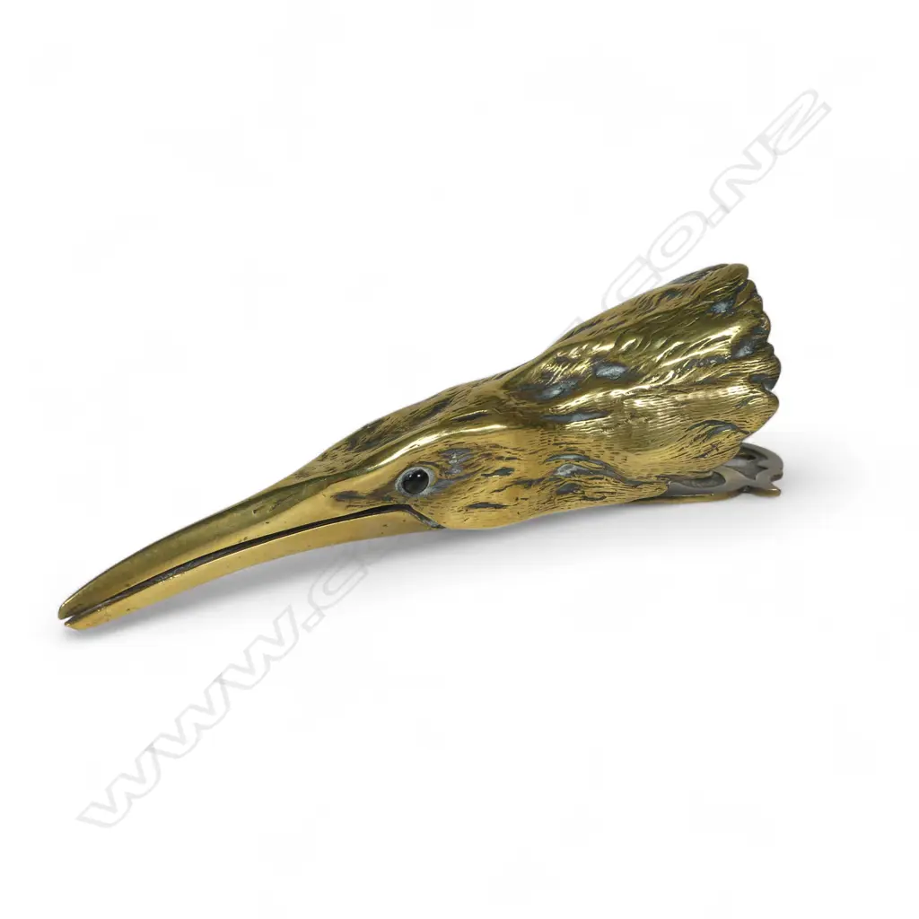 A rare Victorian cast brass heron wall hanging paper clip, Image 1++