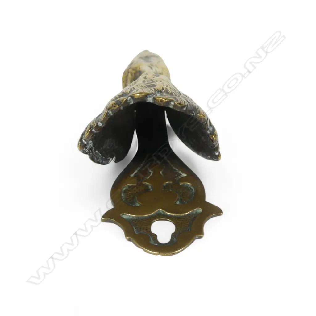 A rare Victorian cast brass heron wall hanging paper clip, Image 1++