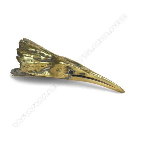A rare Victorian cast brass heron wall hanging paper clip,