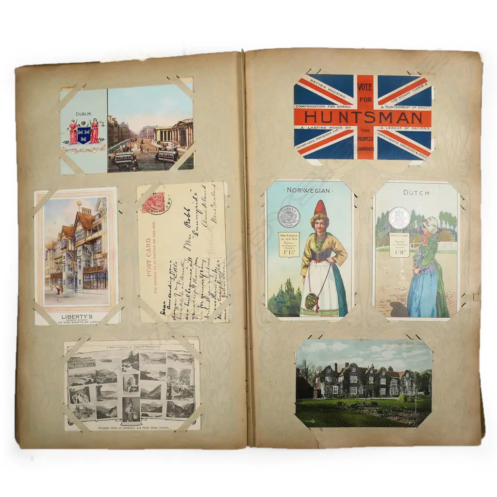 An Art Nouveau postcard album with good collection of uncommon postcards, Image 1++