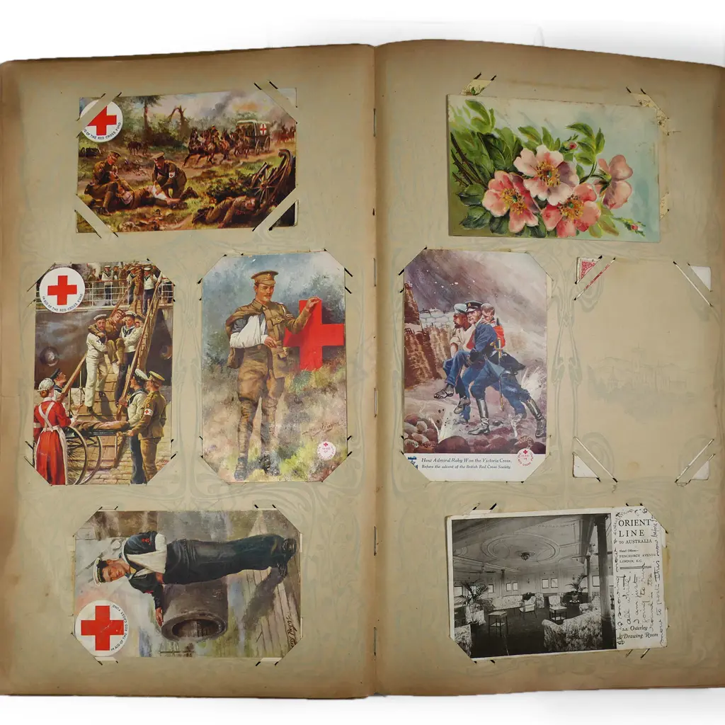 An Art Nouveau postcard album with good collection of uncommon postcards, Image 1++