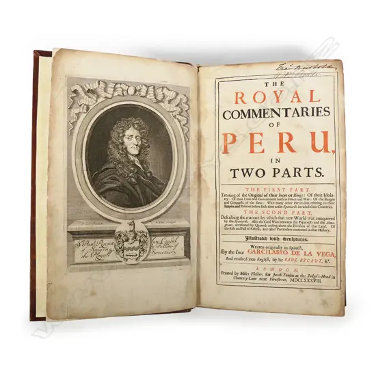 A folio edition of 'The Royal Commentaries of Peru in Two Parts' by Garcilasso de la Vega,