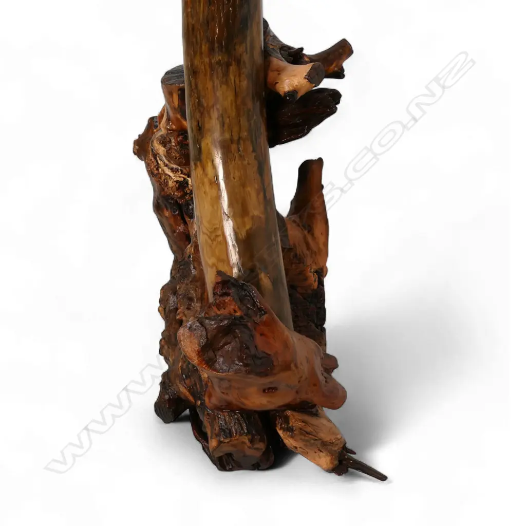 An ancient full woolly mammoth tusk on carved stand, Image 1++