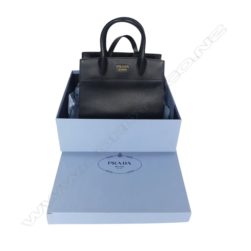Prada Bibliotheque black leather tote handbag, Image 1++