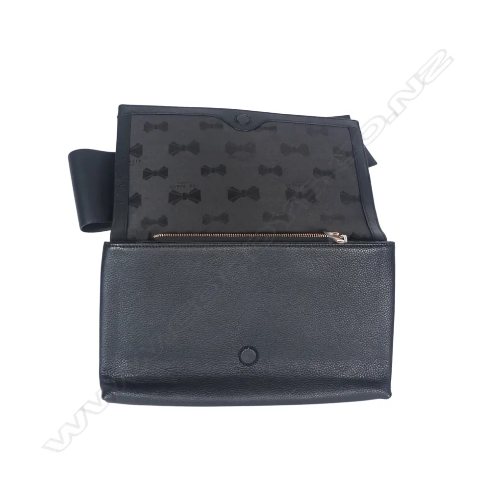 Ted Baker black leather clutch with bow detail, Image 1++