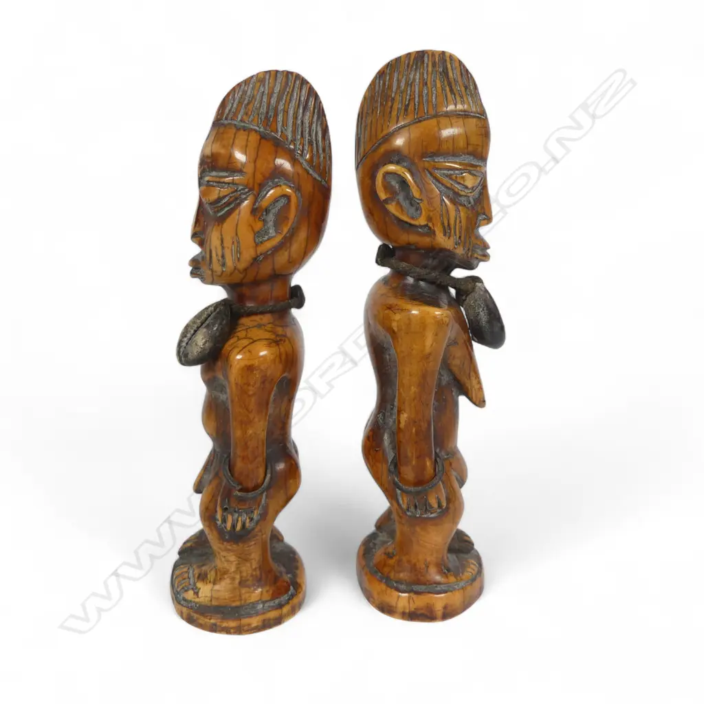 A pair of early 20thC Yoruba carved ivory Ibeji twins, Image 1++
