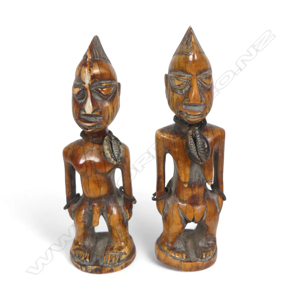 A pair of early 20thC Yoruba carved ivory Ibeji twins, Image 1++
