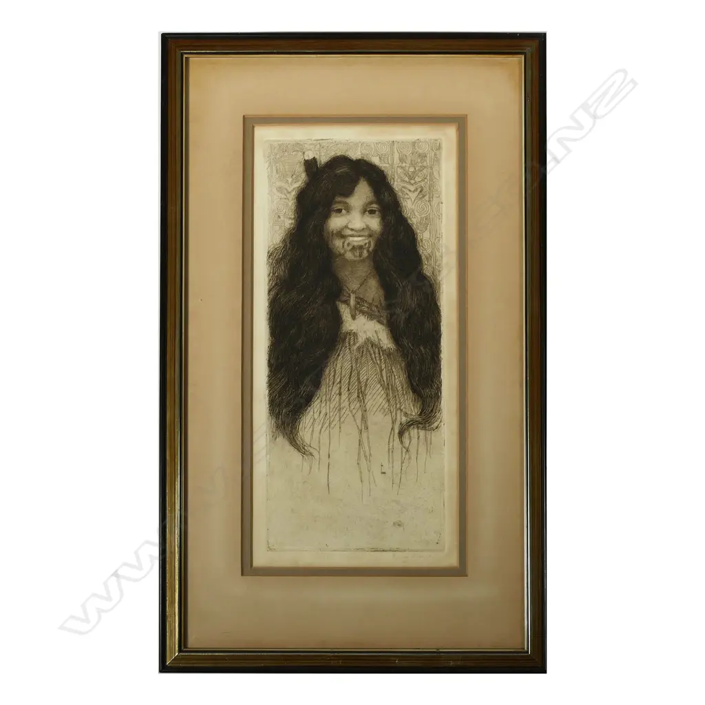 Trevor Lloyd (1863-1937) untitled smiling wahine, Image 1++