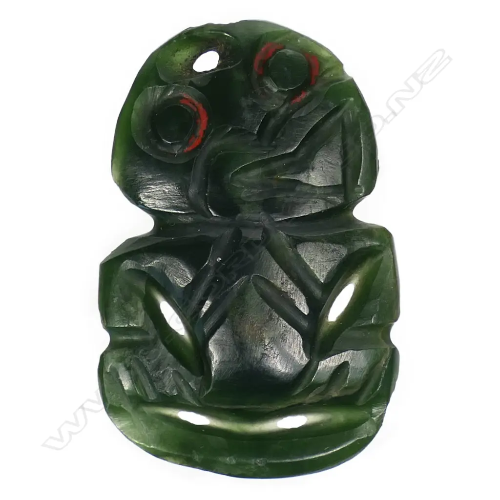 An old Māori carved pounamu hei tiki, Image 1++