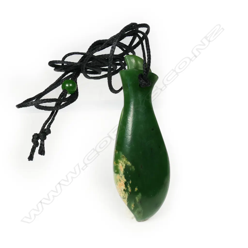 Omni Caeon gem quality Marsden flower jade organic leaf form pendant, Image 1++