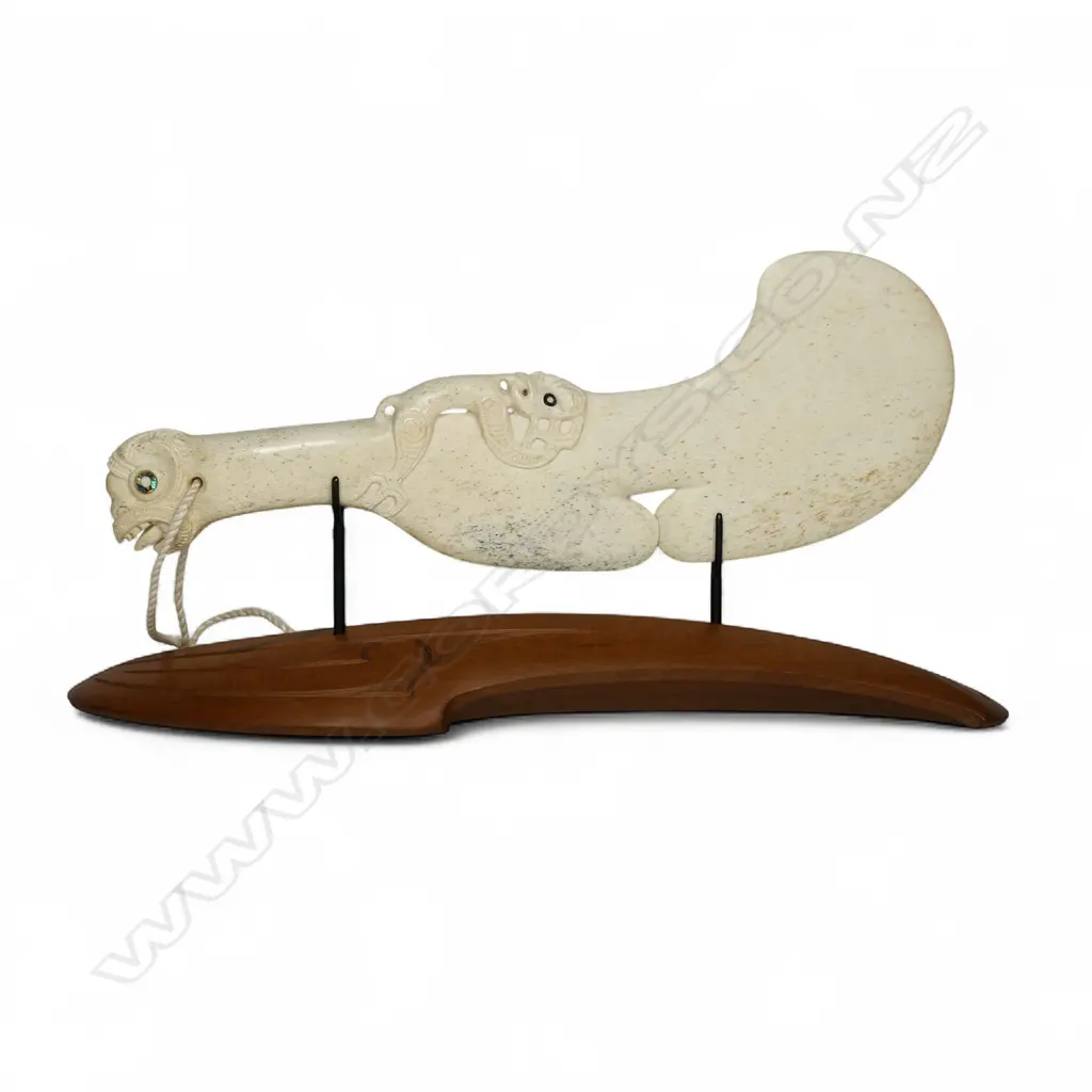 A good Charlie Raponi Wilson carved (whalebone) wahaika parāoa, Image 1++