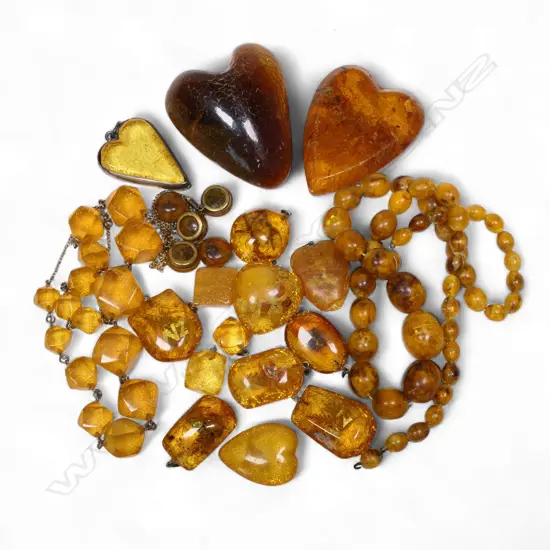 A selection of vintage worked kauri gum pieces,