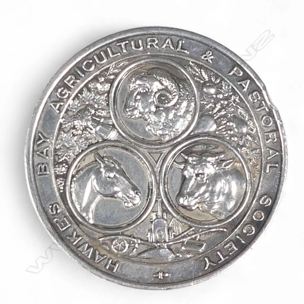 'Hawkes Bay Agricultural & Pastoral Society' silver commemorative medal, Image 1++