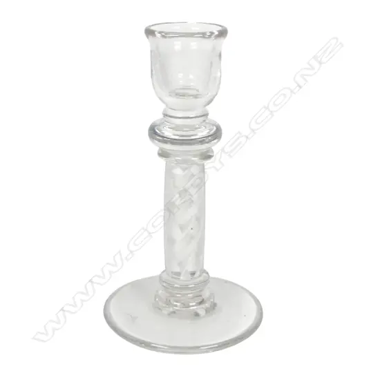 An18thC George III air twist glass taperstick,