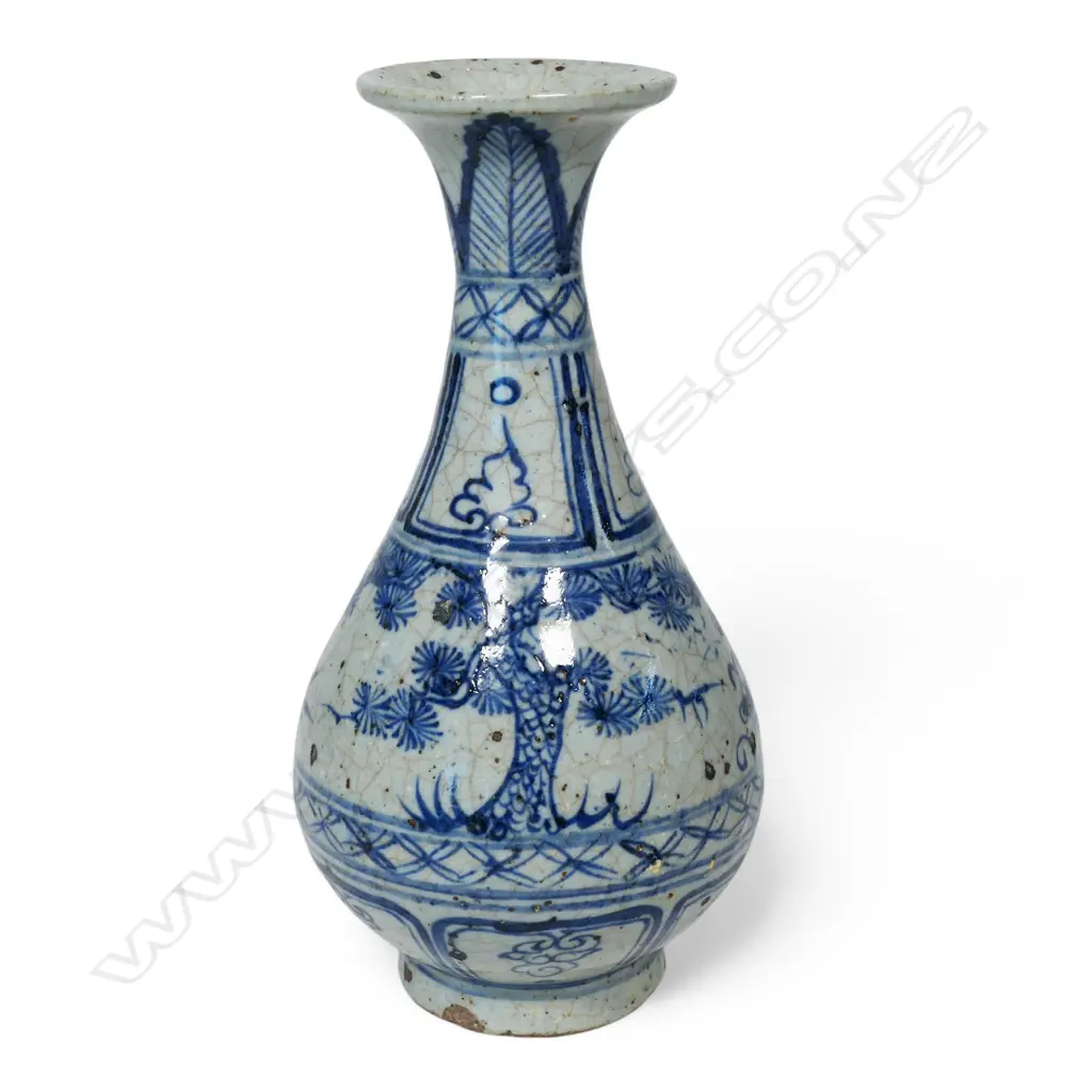 A Chinese Yuan Dynasty style blue and white Jade Spring vase, Image 1++