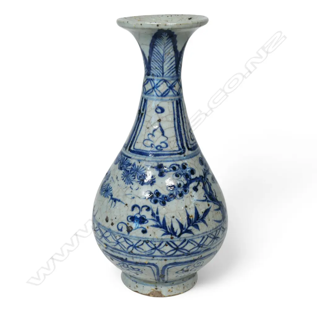 A Chinese Yuan Dynasty style blue and white Jade Spring vase, Image 1++