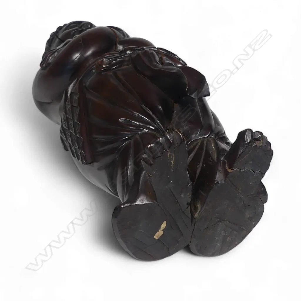 A 19thC Chinese carved hardwood Buddha figure, Image 1++