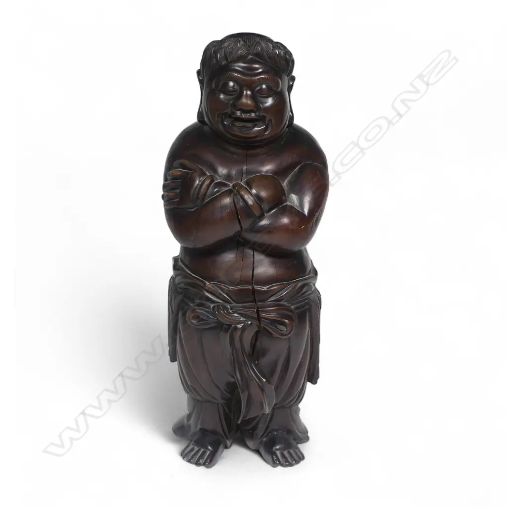 A 19thC Chinese carved hardwood Buddha figure, Image 1++