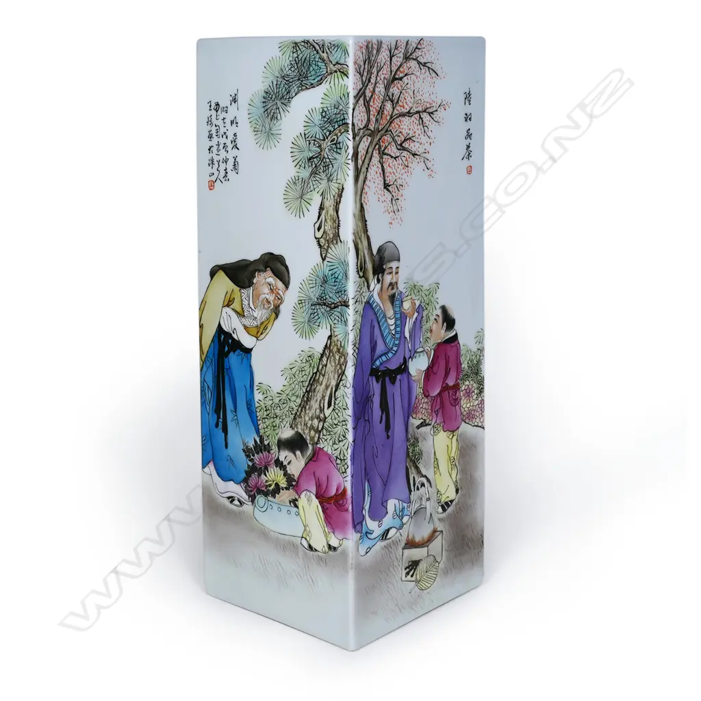 A Chinese Republic period famille rose tall vase painted by Wang Qi, Image 1++