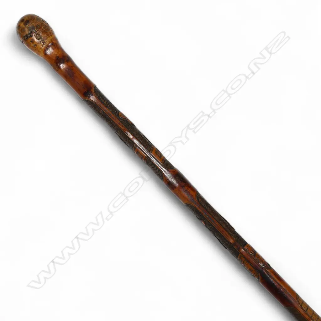 Japanese Meiji carved bamboo walking stick, Image 1++