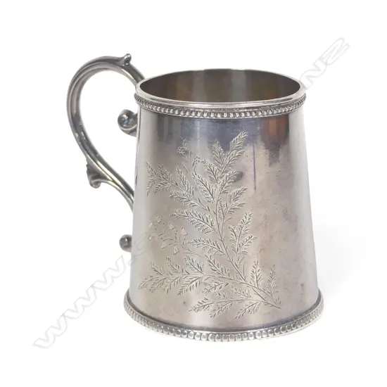 A New Zealand Frank Grady silver christening mug,