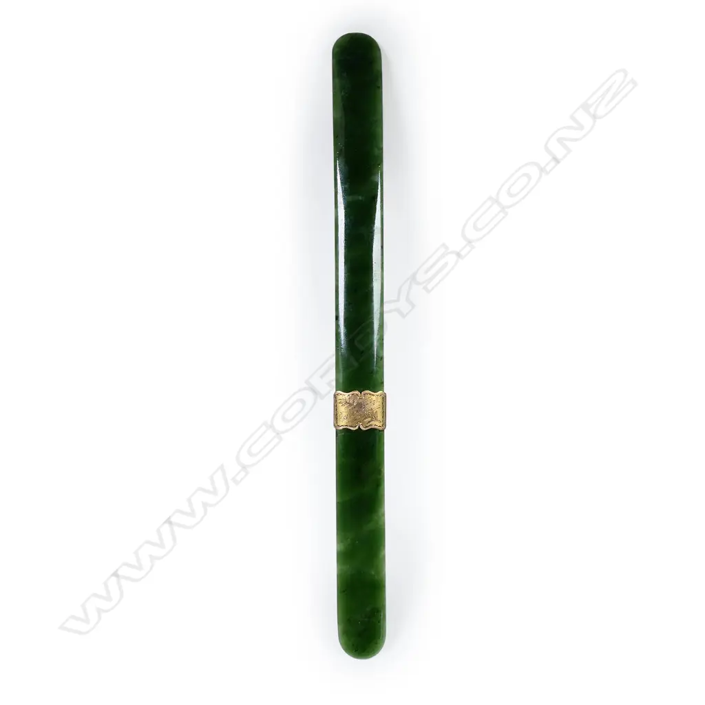 Frank Grady (Wellington)greenstone and 9ct mounted letter opener, Image 1++