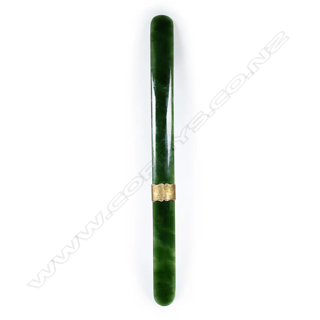 Frank Grady (Wellington)greenstone and 9ct mounted letter opener, Image 1++
