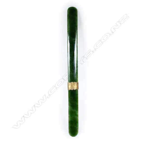 Frank Grady (Wellington)greenstone and 9ct mounted letter opener,