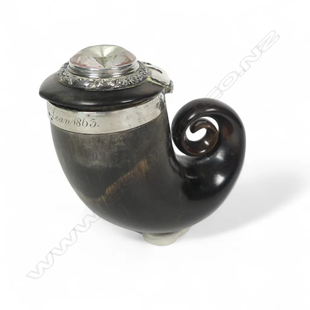 A Victorian Scottish silver and rams horn snuff mull, Image 1++