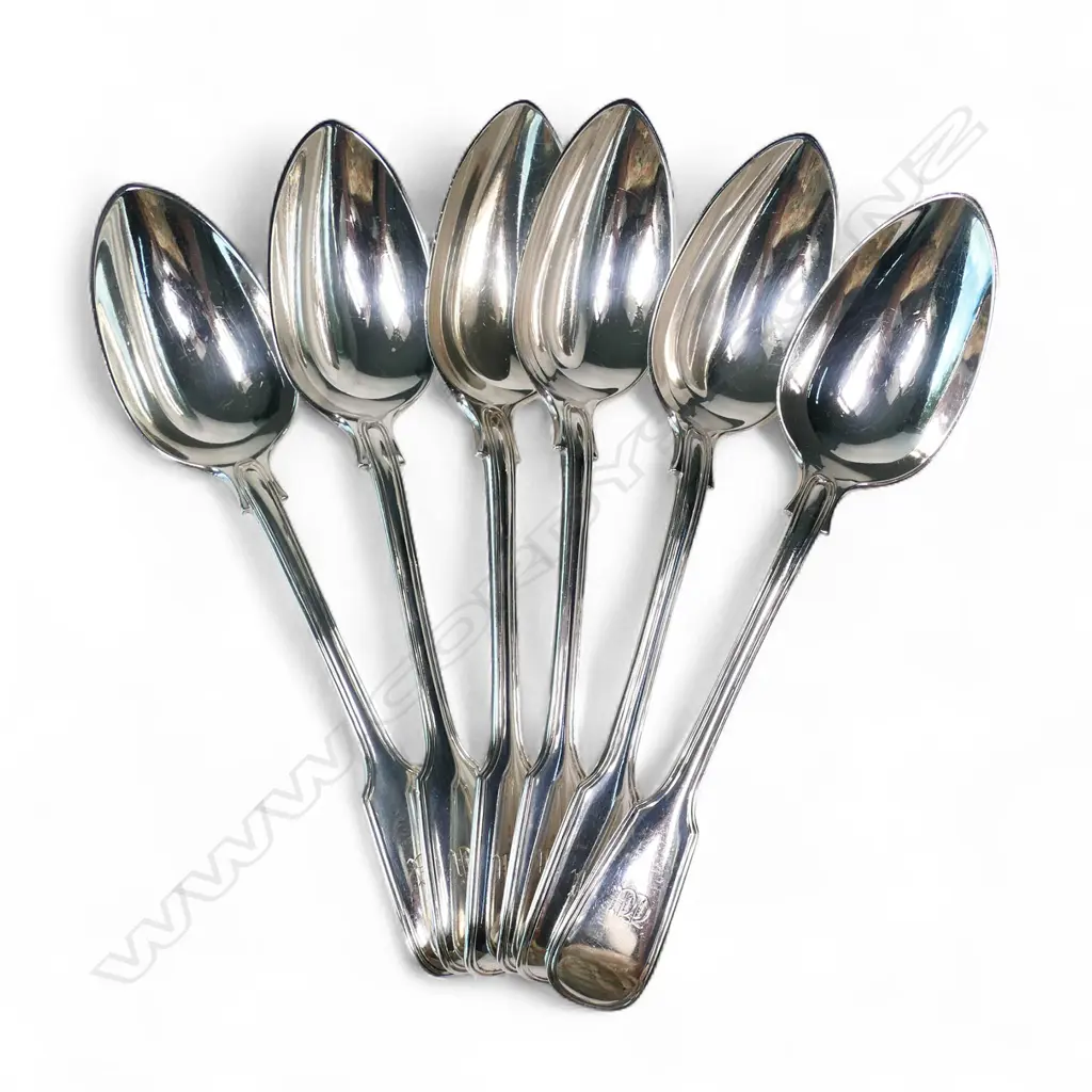 A set of six Victorian silver table spoons, Image 1++