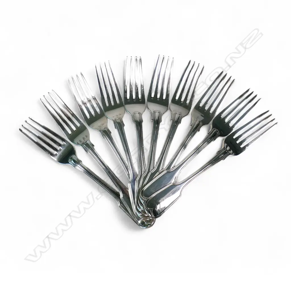 A good set of ten William IV silver table forks, Image 1++