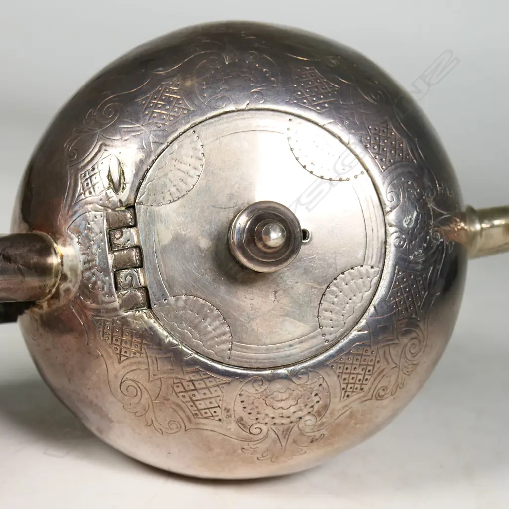 A rare William & Mary silver bullet shaped teapot of small size Image 1++