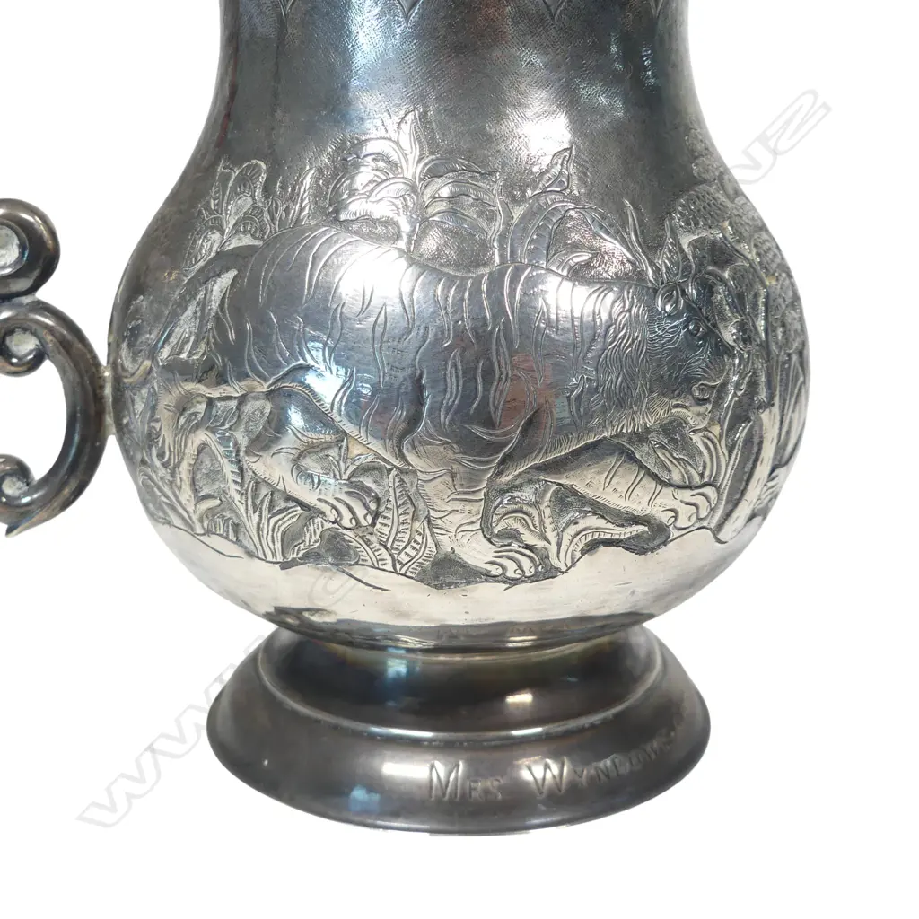 A 19thC heavy Indian colonial silver 'The Deccan Ranger' presentation mug, Image 1++
