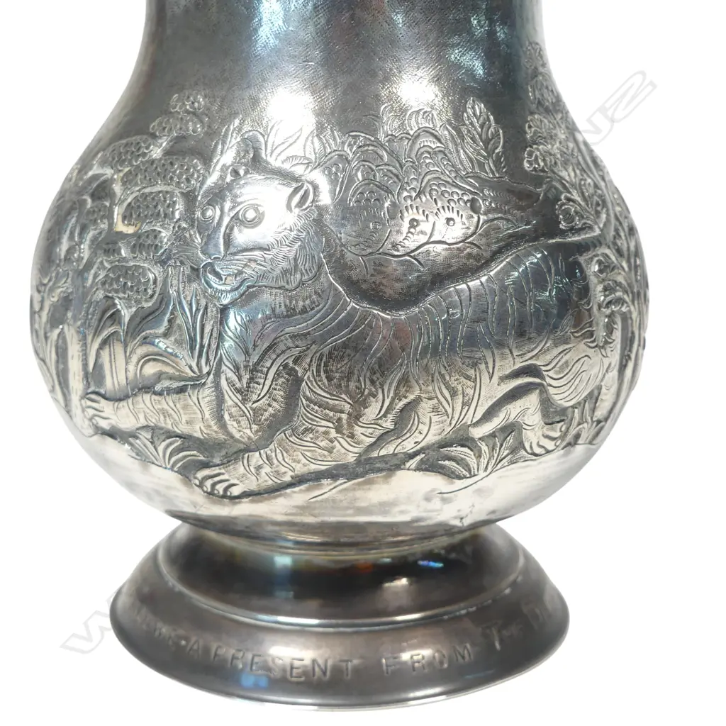 A 19thC heavy Indian colonial silver 'The Deccan Ranger' presentation mug, Image 1++