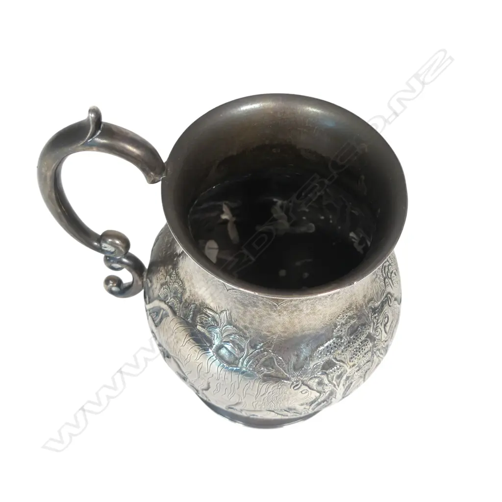 A 19thC heavy Indian colonial silver 'The Deccan Ranger' presentation mug, Image 1++