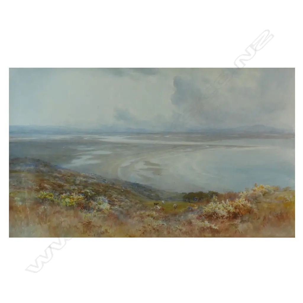 Charles Nathaniel Worsley (NZ1862 - 1923) 'Extensive Coastal Scene Grassmere Marlborough', Image 1++