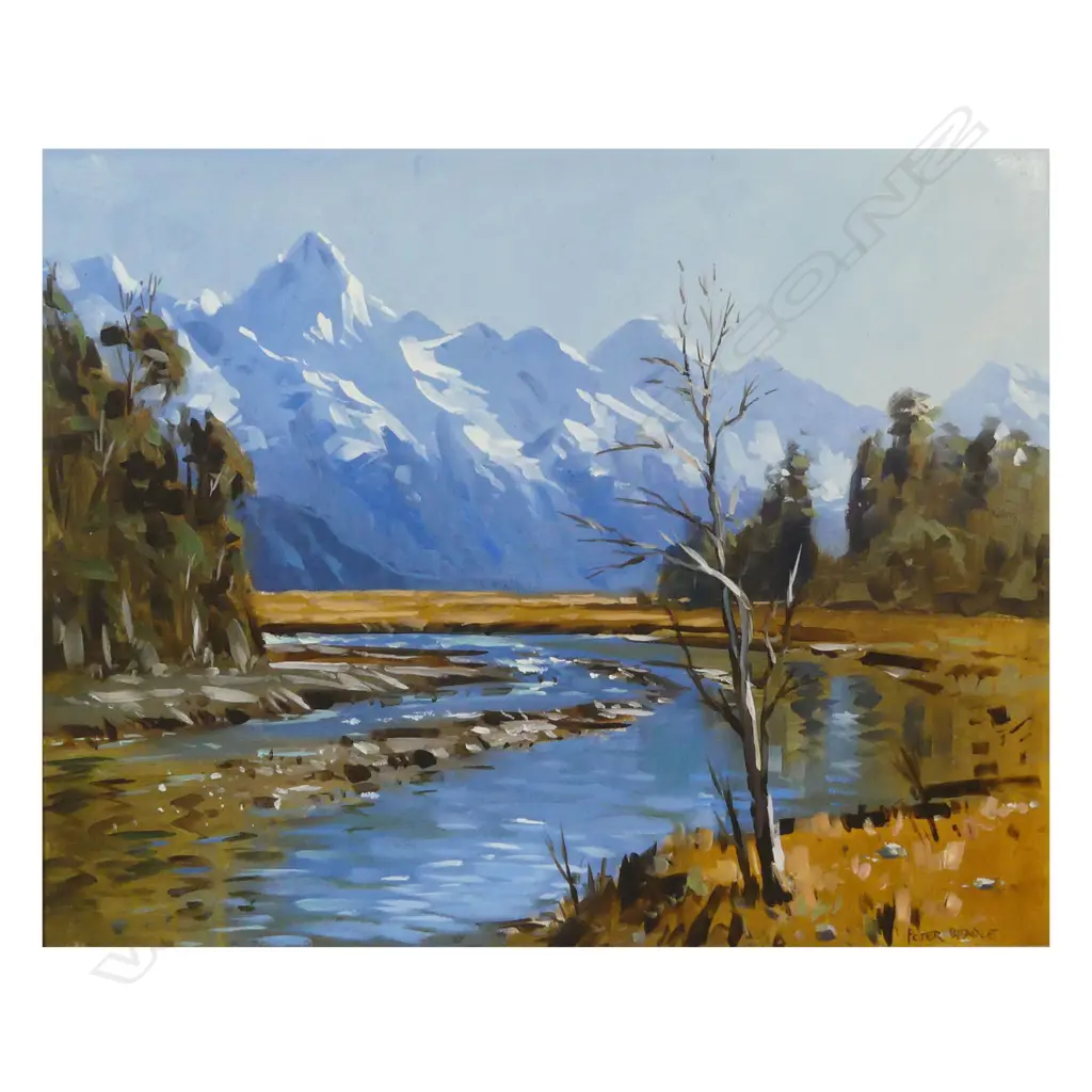 Peter Beadle (1933-2021) Winter Morning Eglinton Valley & River Fiordland NZ, Image 1++