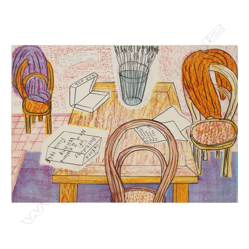 Gavin Chilcott  (NZ 1950-) At the Batthaus Domestic Interior Arney Road Remuera, Image 1++