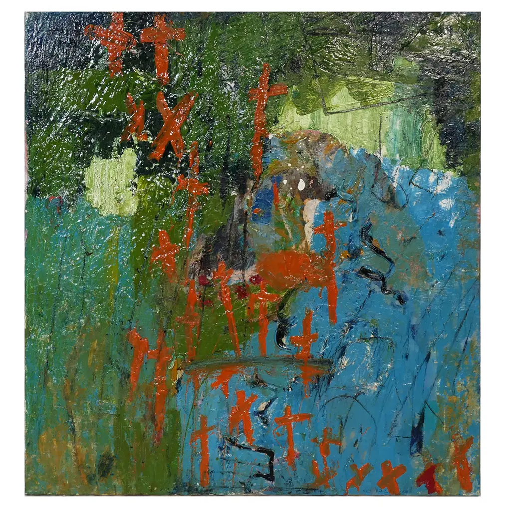 Virginia Leonard (NZ 1965-) 'Self Portrait with Orange Crosses', Image 1++